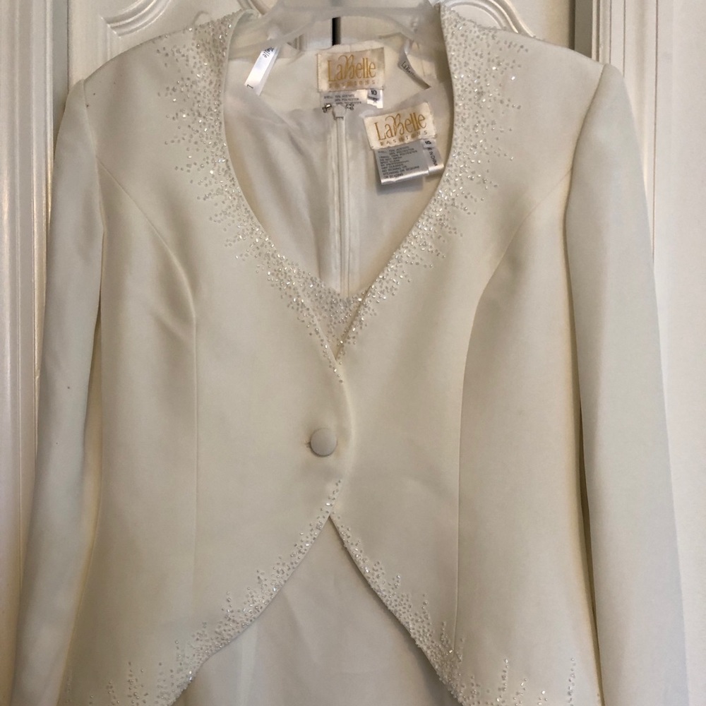 LaBelle Fashions White sequined gown/jacket -Sz 10
